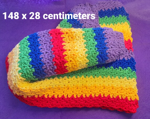 Rainbow scarf, Shawl, Cotton 100%, Hypoallergenic, Crochet Handmade, 148 x 28 centimeters