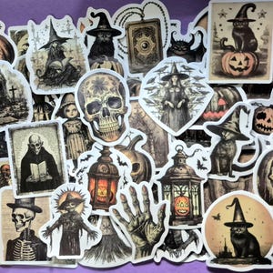 ビクトリア朝のホラー絵画、ゴシックスタイル。ダークファンタジー。魔女のデカール、25枚