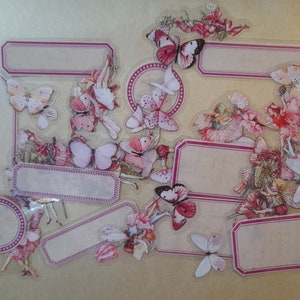 Fairies and Labels Stickers, to write in material, 25/50 pieces Vintage Style. For Journaling Scrapbooking Junk Journal Supplies. Gifts.