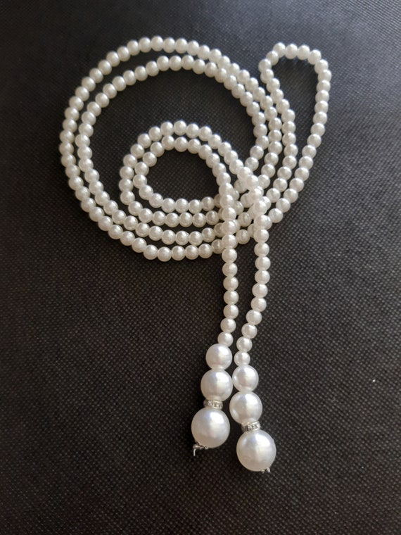 Fashion Necklace, Simulated Pearls, 125 centimeters. In Gift Bag.