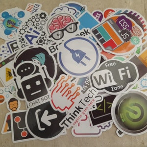 Geek Programmer Stickers: Internet Software Symbols, 50pcs