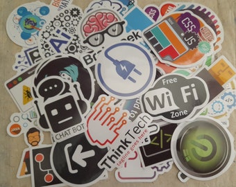 Geek Programmer Stickers: Internet Software Symbols, 50pcs