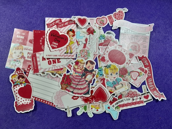 Valentine Style Stickers, Red Cute Doll Babies, Vintage Sticker 17/34 pieces DIY Craft Scrapbooking Album Junk Journal Decorative Stickers