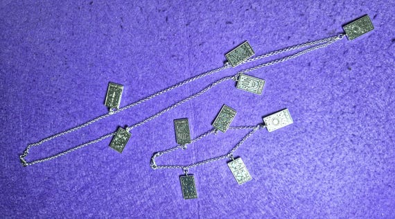 Silver Tarot Necklace and a matching bracelet, hand-made, 925 Sterling Silver chain in a velvet bag