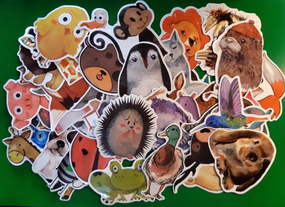 Animals Cartoons Cute Design Set Waterproof Stickers 25/50 pieces Luggage Guitar Refrigerator Car Children's Stationery Box Helmet