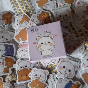 Hug Stickers, Waldtiere Aufkleber, süsse Sticker, 46 Stück, Label. Kawaii, Tagebuch, Kleber, Papierflocken, Japan Sticker, Scrapbooking