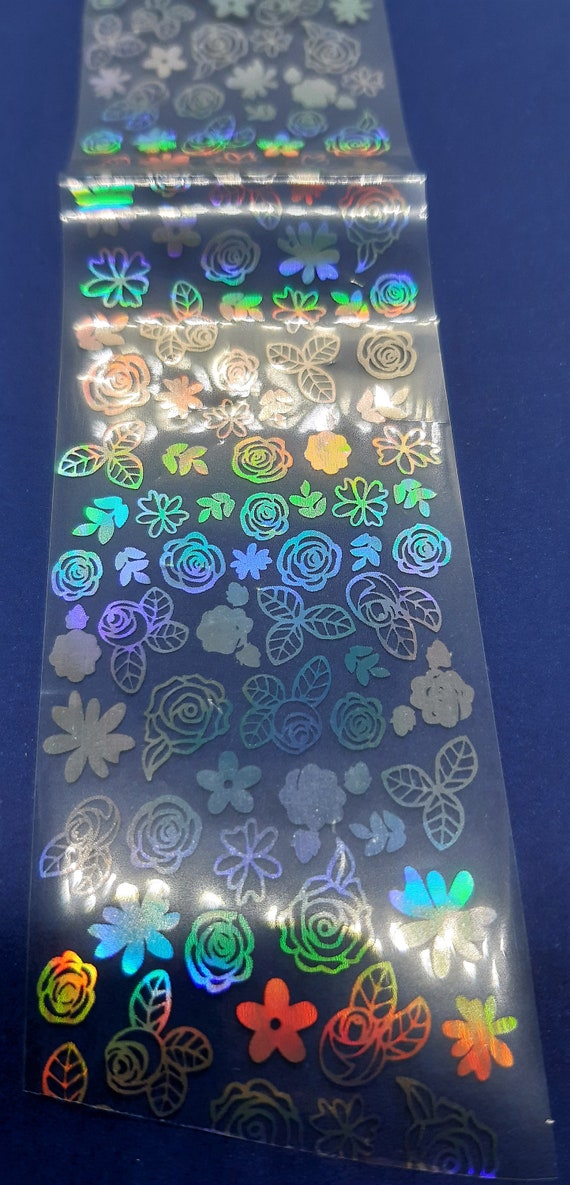 Holographic Abstract Nail Sticker Nail Decals Set Designs Gel Manicure Decor Water Slider 8 sheets