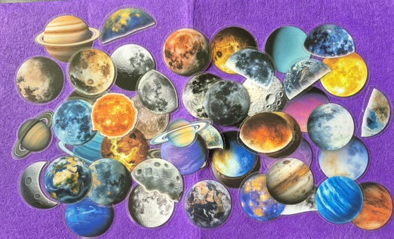 Planets Stickers, Educational, 25/50 pieces, Kids and Students, Waterproof Plastic Stickers