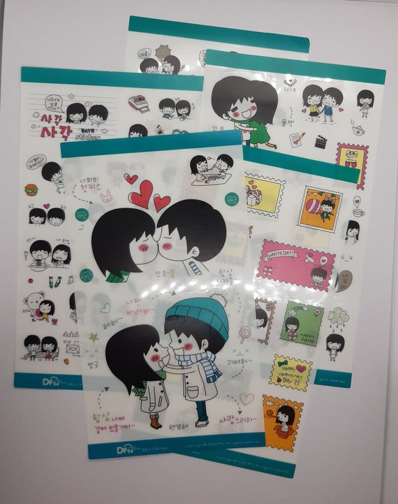 Sticker, Love, Pvc, Cartoon Sticker, Diary Sticker,Scrapbook, Decoration, Stationery, Stickers, Set of 5
