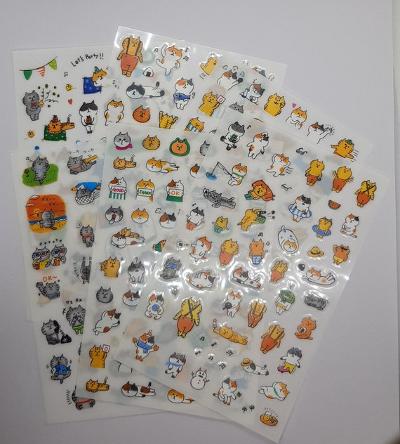Sticker, Cute Cats, Pvc, Cartoon Sticker, Diary Sticker,Scrapbook, Decoration, Stationery, Stickers, Set of 6
