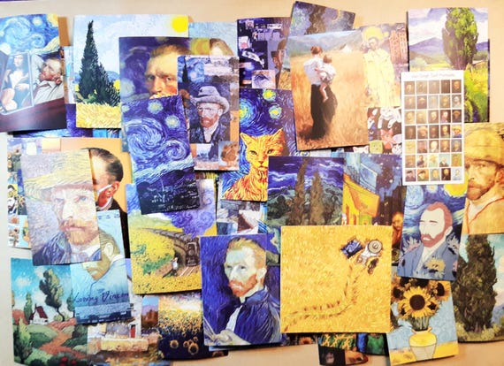 Famous Oil Painting Art Stickers Van Gogh art work 25/50 pieces Aesthetic Stickers Waterproof Graffiti Decals DIY Laptop Phone Decoration