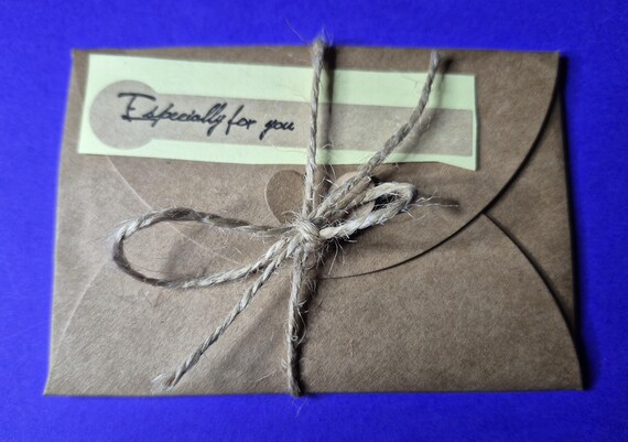 Elegant style envelopes with card and string, heart detail, 5 pieces, Kraft Paper envelope, Greeting Card, Invitations, short letters