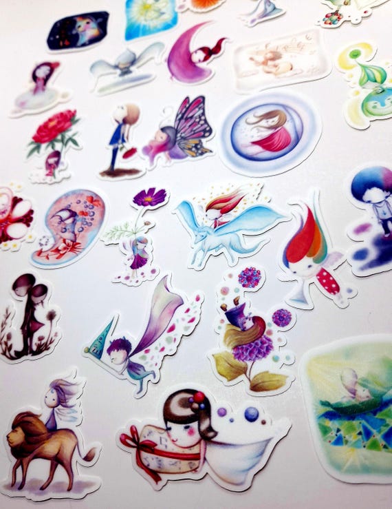 Fairy Girl Boy Wonderland Stickers 20/40pcs Waterproof Scrapbooking Stickers for DIY Planner Journal Book Gift Phone Case Laptop fantasy