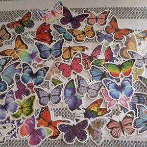 Vlinderstickers, vlinderdecoraties, 50 stuks voor laptop, skateboard, gitaar, briefpapier, doe-het-zelfstickers, koelkast, auto, fles, stickers.