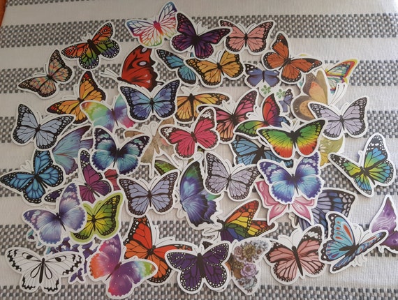 Butterfly Stickers, Butterfly Decorations, 50pcs for Laptop, Skateboard, Guitar, Stationery, Stickers DIY, Fridge, Car, Bottle, Decals.