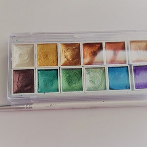 Pearl Watercolor Paint Set: Glittering Metallic Colors, Calligraphy Palette