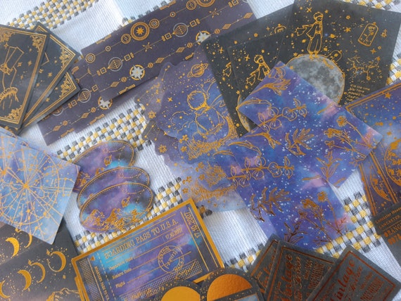 Vintage Gilding Stickers, Outstanding Bronze Stickers, Starry Sky, Library, 60pcs, Decorative, Scrapbooking, Label, Diary, Album, Journal