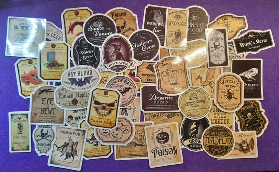 Vintage Alchemy Magical Potions Labels 50 pieces Retro Alchemy Funny Halloween Magic Potion Label Stickers for Bottle Scrapbook Luggage
