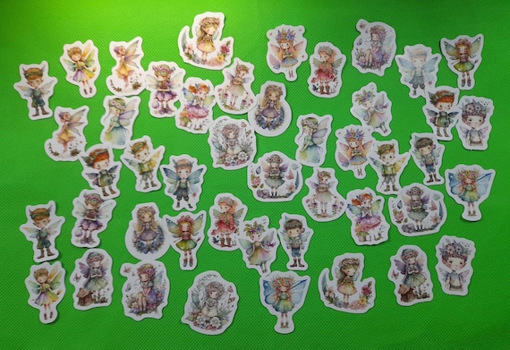 Kindy Elves Stickers, 46 pieces, Fairy Stickers, Paper Stickers, Elf Cartoons for DIY Decoration Student Stationery Notebook Diary Journal