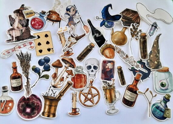 Magical Stickers Halloween Alchemy Stickers Witch Stickers 38PCS Dairy Bottle With Magic Potion Decorative Stickers Gift Labels Decoration
