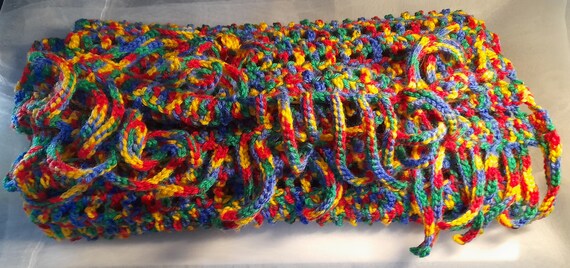 Scarf, Shawl, Crochet , Hand made, Colourful, Warm, 140 x 37 cm, Fringed, fluffy, Acrylic Yarn