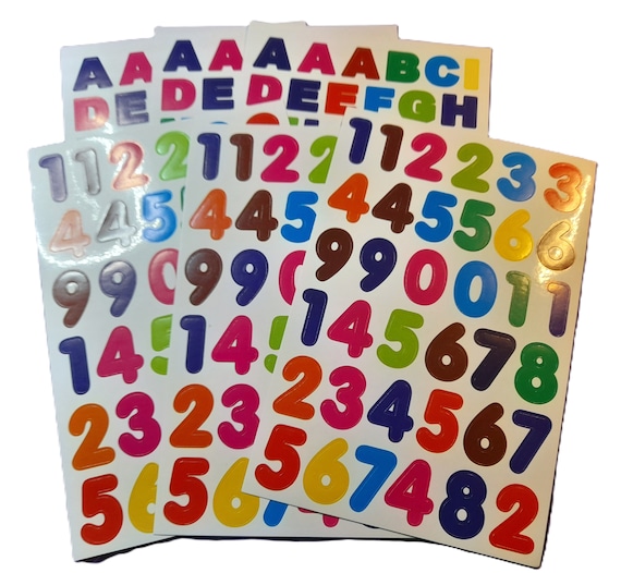Colorful Letters and Numbers Stickers, Set of 6 (3 Letters, 3 Numbers) For School Activities, Journaling and Scrapbooking, Bullet Journal