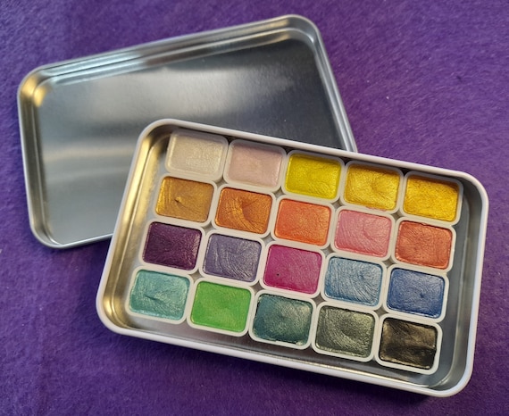 Watercolor Paints 20 Colors Solid 20 Watercolor Set Textured Pearlescent Pigment Metallic Glittering Acuarela Portable Art Supplies