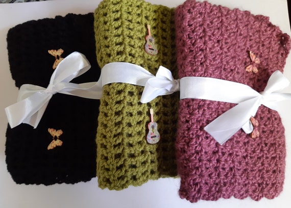 Scarf. Crochet , Hand made with wooden buttons