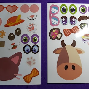 Crea i tuoi personaggi 5 fogli Bambini fai da te Puzzle Adesivi Giochi Assortiti Animali Faccia Divertente Assemblaggio Puzzle Adesivi Giocattoli Educativi