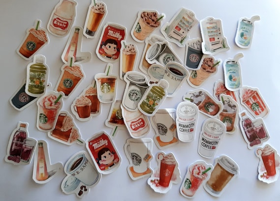 Sweet Drinks Stickers, Desert Stickers, Sweet Gift, Indulging Sweet, Sweet Tooth Stickers, For Sweet Lovers, Scrapbook, Memorabilia, 46 pcs
