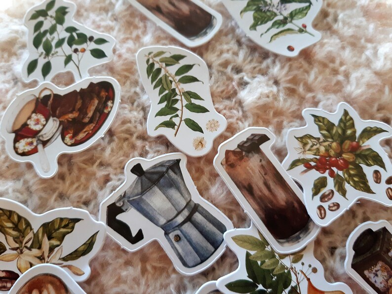 Vintage Coffee Shop Stickers: Scrapbooking, Journaling (22/45 Pieces ...