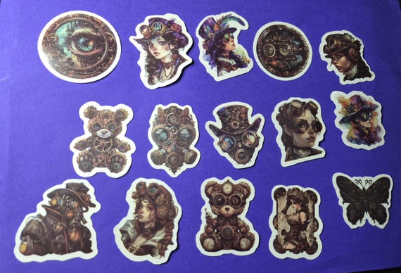 Steampunk Style Stickers, 25/50 pieces Graffiti Stickers, Aesthetic Stickers, Cartoon Decals for Laptop, Luggage, Skateboard, Phone Sticker