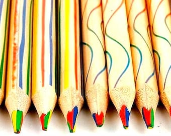 Rainbow Wood Color Pencil (2 pieces) DIY Pencil Cute Kawaii Wooden Colored Pencil  for Kid School Graffiti Drawing Painting