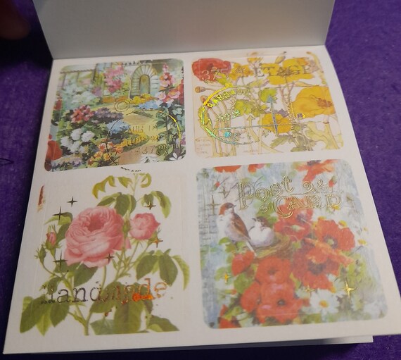 Book of 80 Flowers Stickers Bronzing Coated Paper Stickers Book Letter Notes  Journaling  Decoration Stickers Aesthetic Korean Stationery