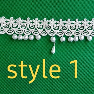 White Lace Choker Necklaces, Imitation Pearl, 3 styles to choose from
