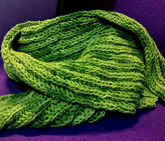 Green gradient colour Scarf, Crochet, Acrylic yarn, Handmade, Bright, Soft, and light
