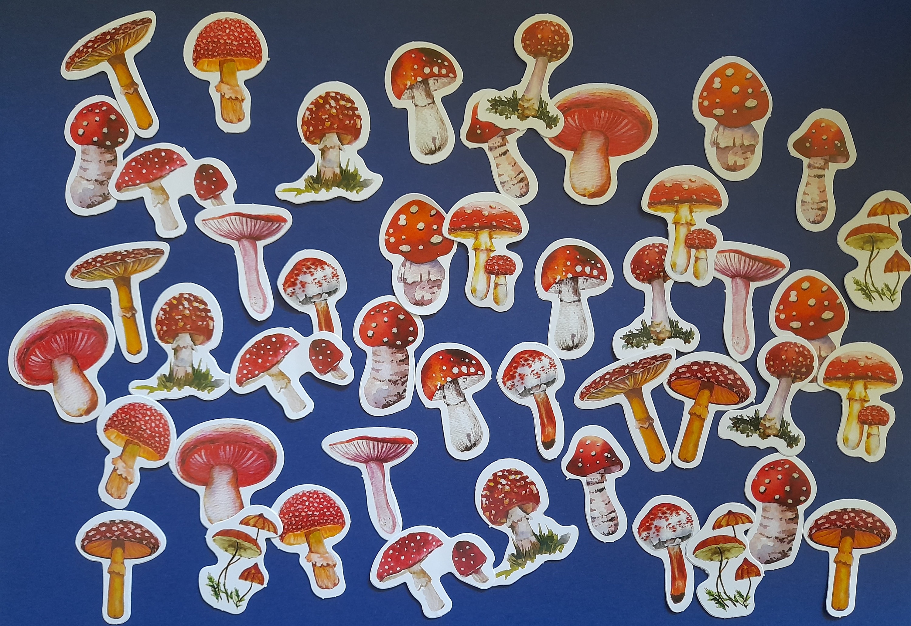 Decorative Stickers Cute Mushrooms Set of 46 Stickers Vintage Style 