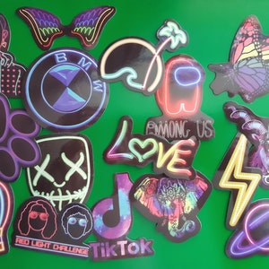 Pegatinas de grafiti con luz de neón de dibujos animados, 50 Uds., Maleta de equipaje para motocicleta y guitarra, pegatina de juguete clásica DIY