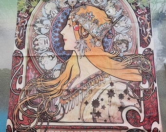 Art Deco Alphonse Mucha Tapestry: Vintage Style Wall Hanging (75x50 cm)