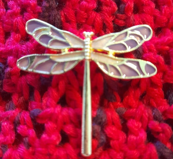 Dragonfly Purple Metal Brooch Pin Lilac Badge Animal Brooch Unisex Trendy Accessories Jewellery in a Velvet bag
