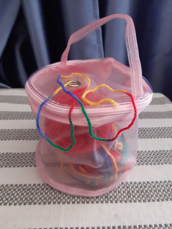 Knitting Bag, Storage Organizer, Zipper closure, Available in beige, dark pink and pink