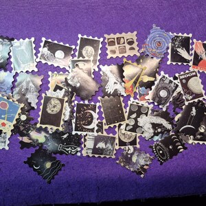 Adesivi del cielo notturno, adesivi di astronomia, francobolli vintage, 25/50 pezzi di timbri postali decorativi, per scrapbooking, buste, diari.