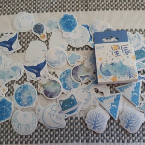 Wale und Himmel, Einhörner, Blumen Aufkleber, Set 25/50, Papier Sticker, Dekoration, Tagebuch, Scrapbooking, Etiketten, schöne Dekoration