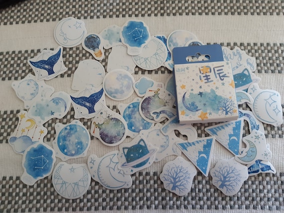 Whales and Sky, Unicorns, Flowers Stickers, set of 25/50, Paper Stickers, Decorations, Diary, Scrapbooking, Labels, beautiful decorations