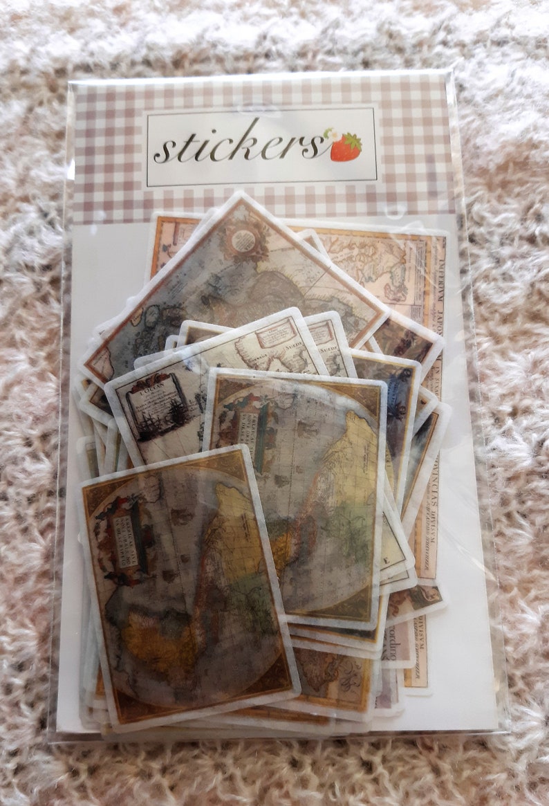 Vintage Nautical Map Stickers: 17/35 Pieces Scrapbook Collage Set - Etsy