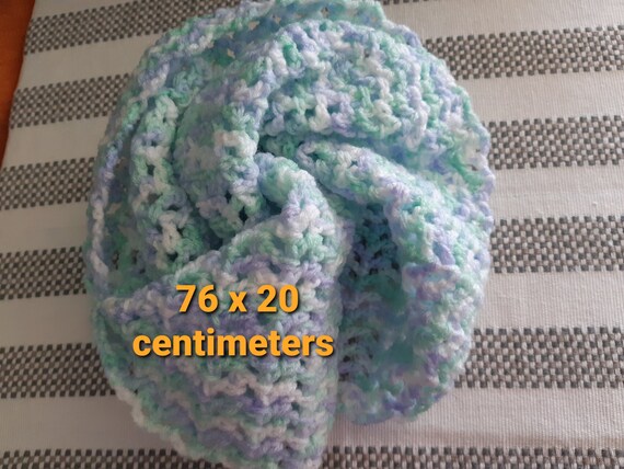 Infinity Scarf, light blue, Hand Made, Warm, Cosy and elegant