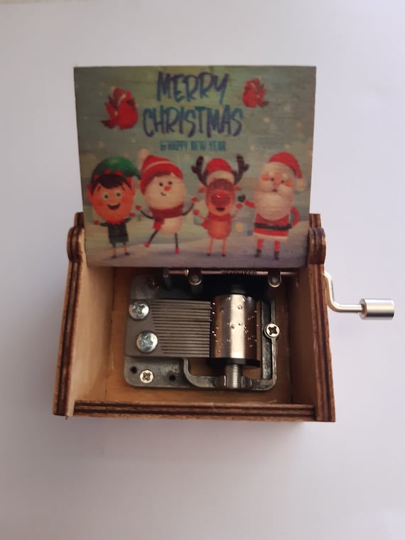 Christmas Music Box - Christmas Gift - Wooden Music Box - Cute Christmas present - Merry Christmas decoration - Music box - 2 designs