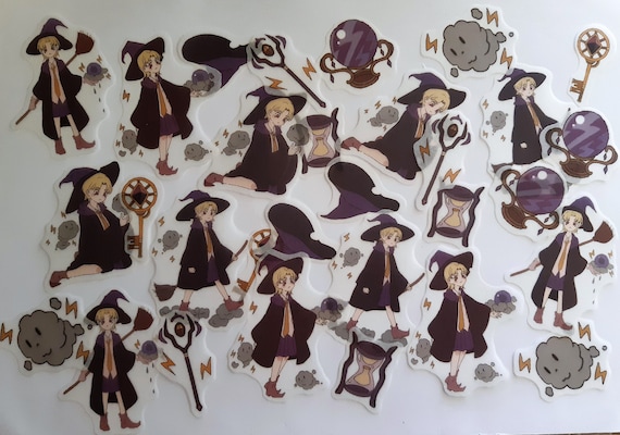 Magical Girls Stickers, Witches Stickers, Green Witches, Purple Witches, Red Witches, 30 pieces, Label for Phone Cup Decoration Vintage DIY