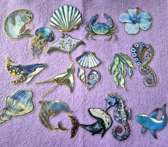 Under the sea, bronzing Stickers: Waterproof Journal Accessories 24/48 pieces