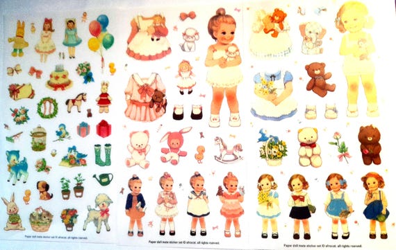 Vintage Doll Stickers: Scrapbook Diary Decoration, Collection 2, 3/6 sheets
